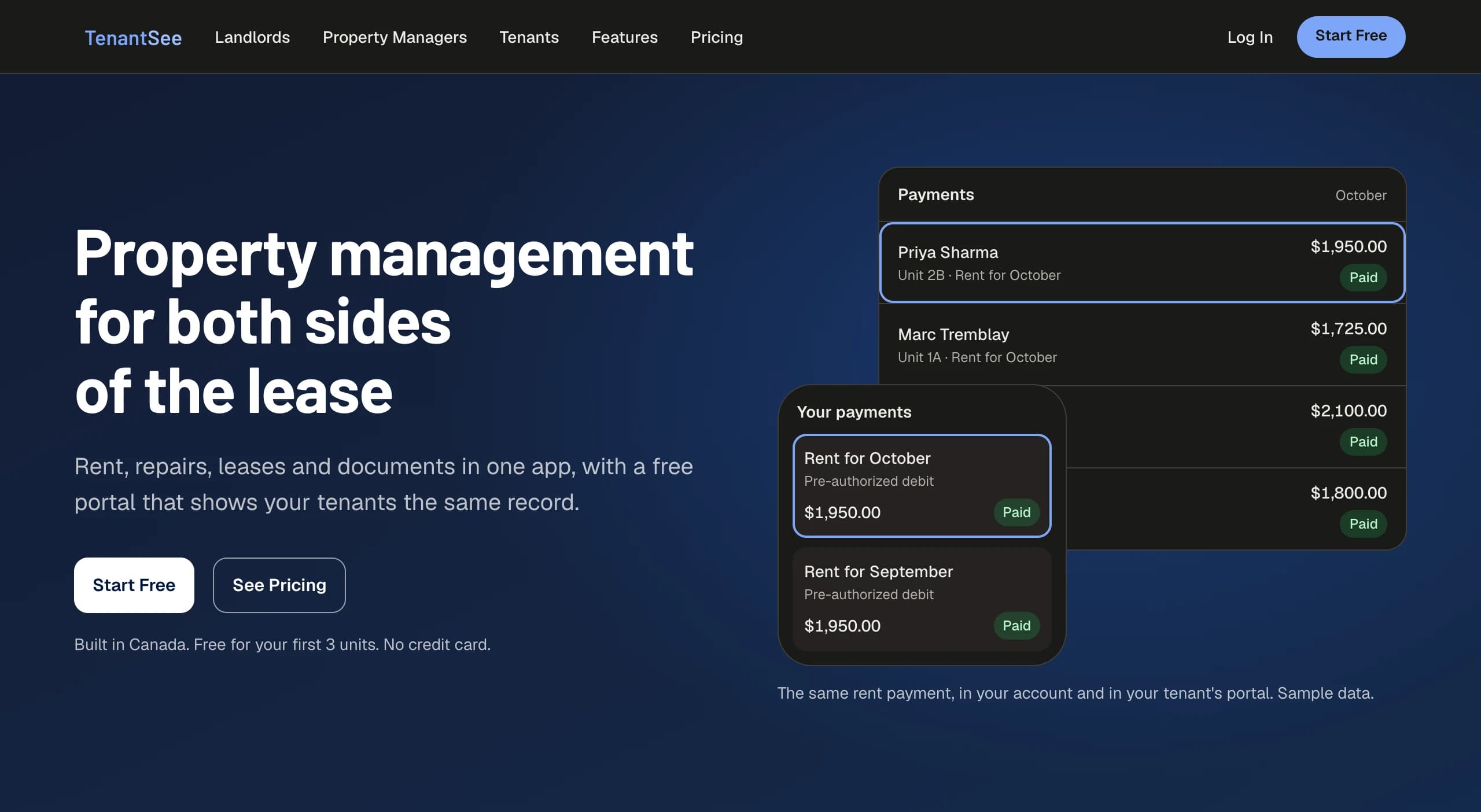 The TenantSee homepage